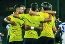 لاعبو المغرب الفاسي خلال مباراة ودية أمام نواذيبو الموريتاني