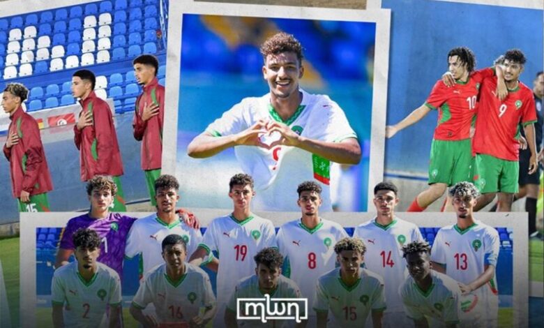 لاعبو المنتخب المغربي تحت 20 سنة يحتفلون بعد الفوز الكبير على مقدونيا الشمالية