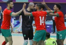 لاعبو منتخب الفوتسال المغربي خلال أحد التداريب