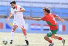 لاعبو المنتخب المغربي لأقل من 20 سنة خلال مباراتهم أمام تونس في الألعاب المتوسطية طرنطو 2026