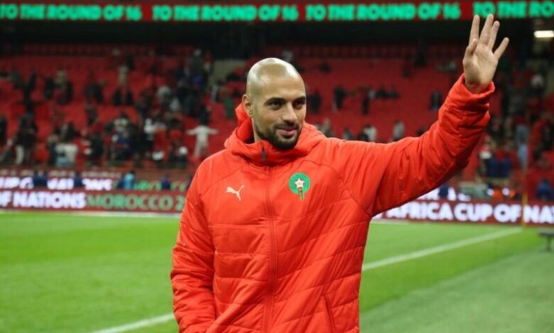 سفيان أمرابط خلال تمثيله للمنتخب المغربي