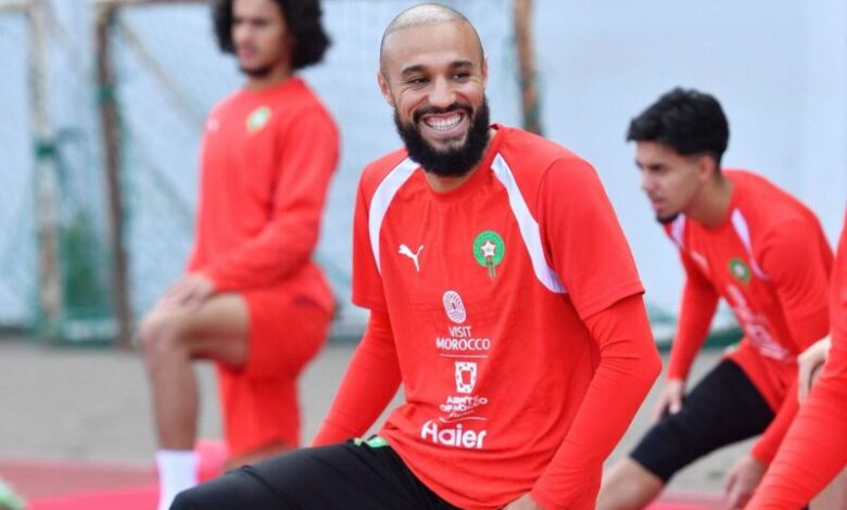 لاعبو المنتخب المغربي خلال حصتهم التدريبية استعدادا لمباراة ليسوتو