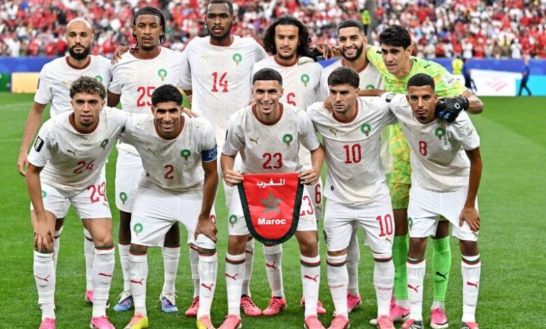 لاعبو المنتخب المغربي خلال التحضير لمباراة ليسوتو في تصفيات كأس أمم أفريقيا