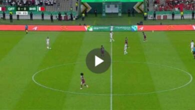 لحظة من مباراة قطر والبحرين في كأس الخليج العربي خليجي 27