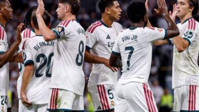 كيليان مبابي يحتفل بهدفه مع ريال مدريد أمام رايو فاييكانو