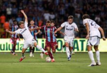 محمد صلاح يحتفل بهدف مع طرابزون سبور في الدوري التركي
