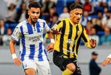 لاعبو اتحاد طنجة خلال مباراة الجولة الرابعة من البطولة الاحترافية أمام المغرب الفاسي