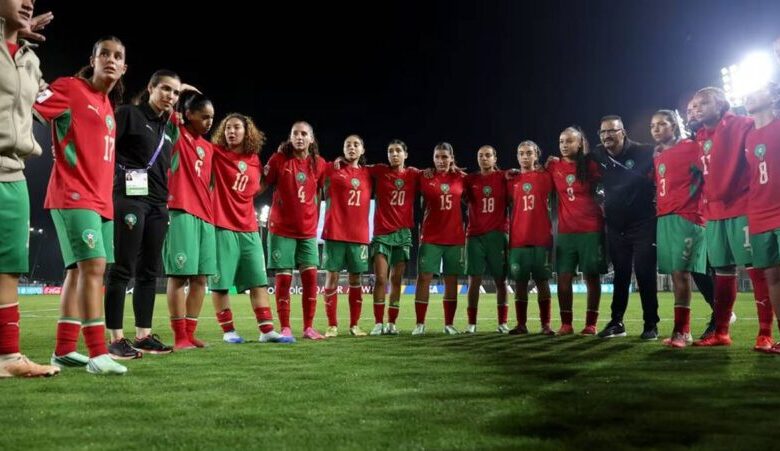 لاعبات المنتخب المغربي النسوي لأقل من 17 سنة خلال مباراة ألمانيا في مونديال السيدات 2026