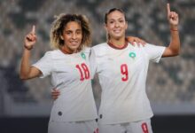 ابتسام الجريدي تحتفل بهدف خلال مباراة المغرب وأوزبكستان الودية