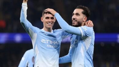 فيل فودين لاعب مانشستر سيتي يحتفل بهدف في دوري أبطال أوروبا