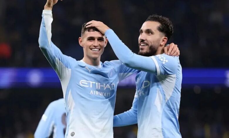 فيل فودين لاعب مانشستر سيتي يحتفل بهدف في دوري أبطال أوروبا